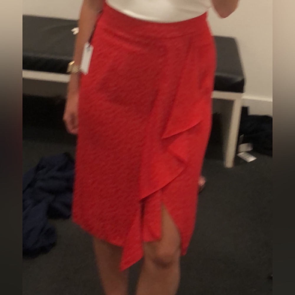 1. State Vibrant Red Leopard Print Skirt